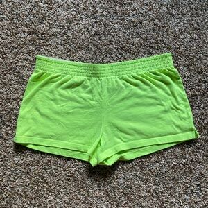 LARGE neon green short shorts